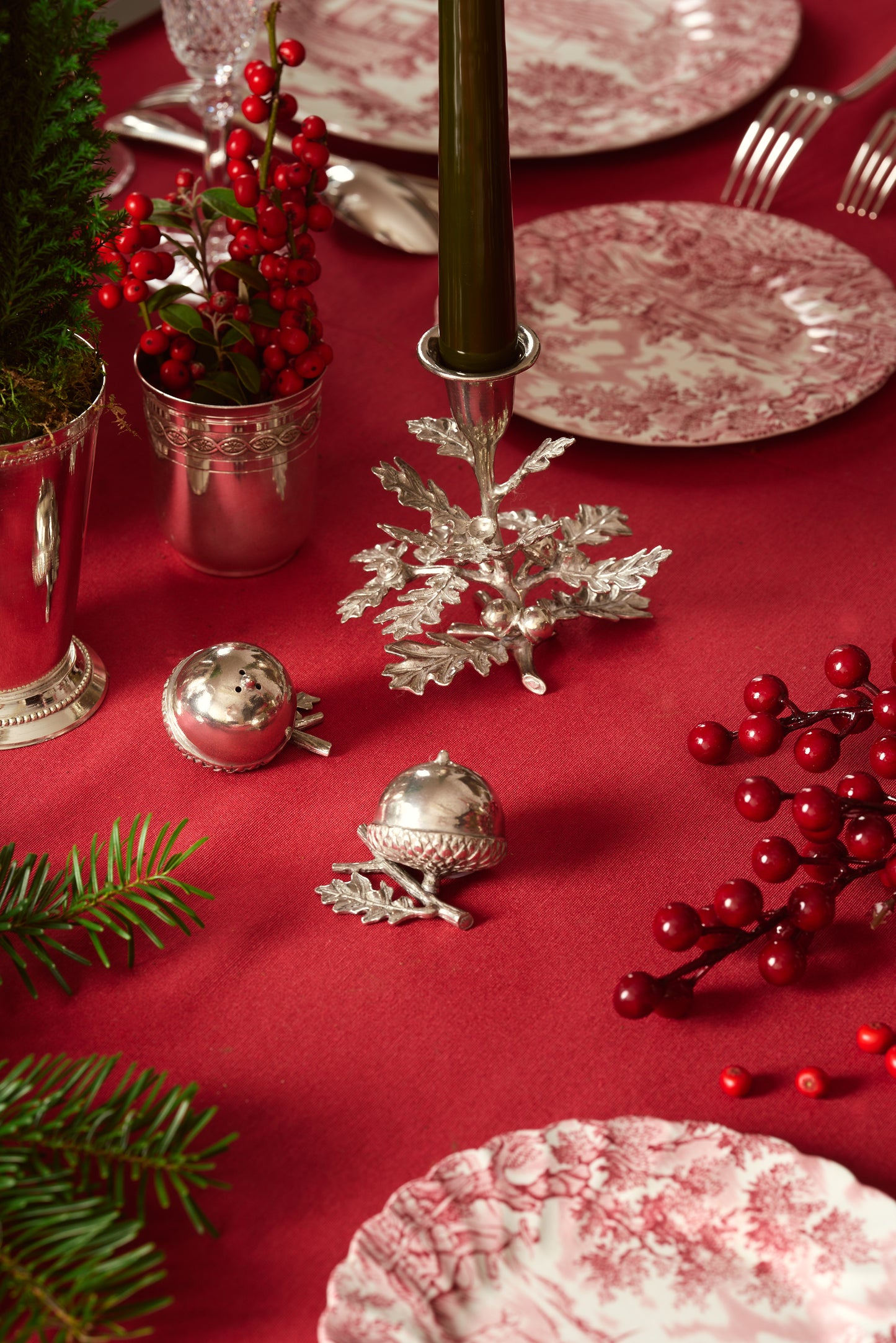 Chasse à Rouge Set salière et poivrière fruit de chêne