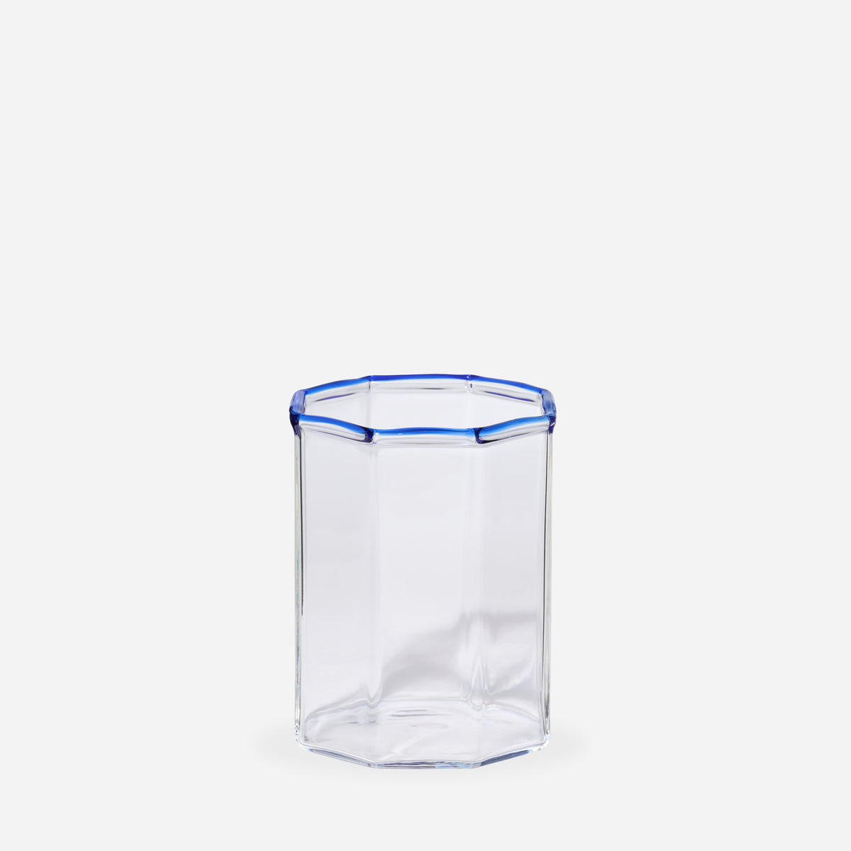 Gobelet transparent liseré bleu