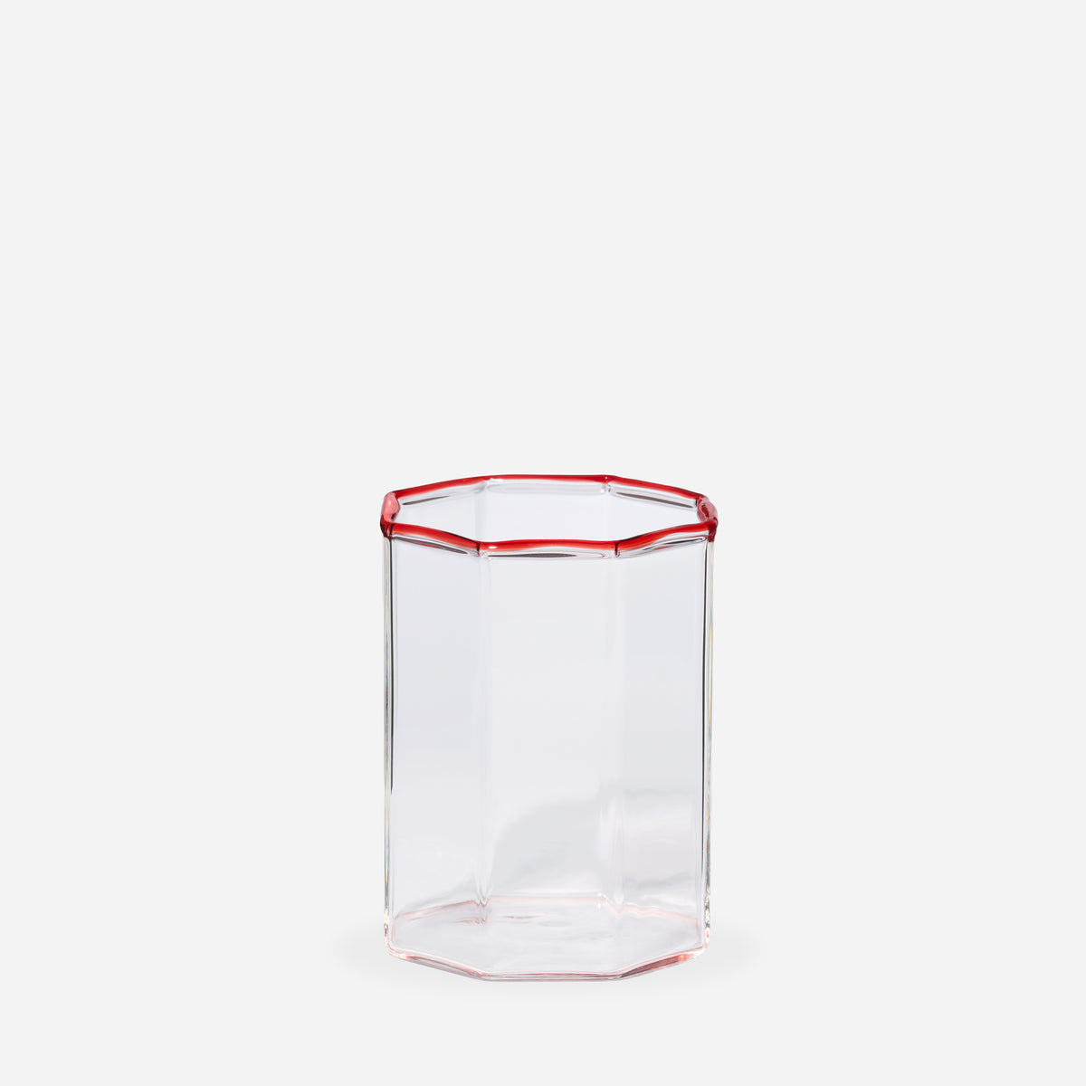 Gobelet transparent liseré rouge