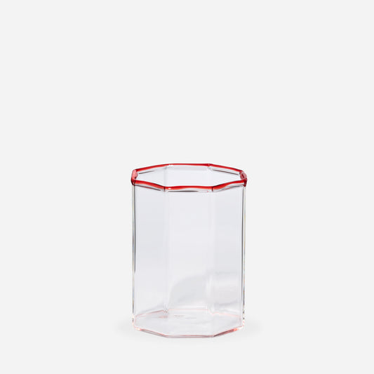 Gobelet transparent liseré rouge